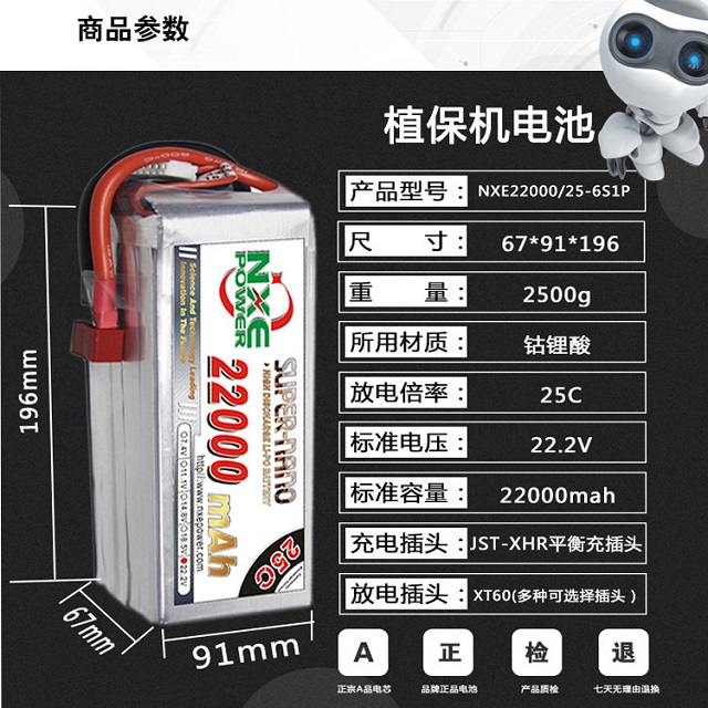 NXE22000/25-6S1P植保機電池參數